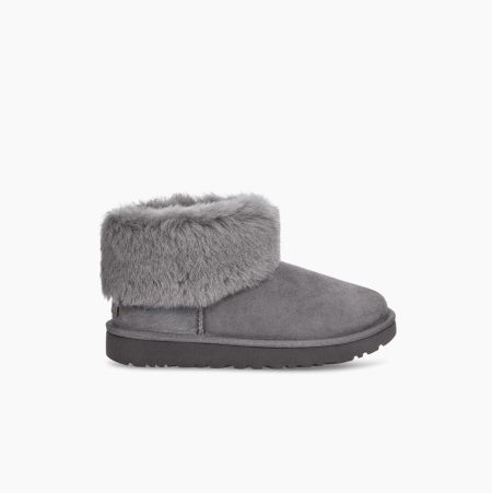 UGG Classic Mini Fluff - Boots Dame - Dyp Grå (NO-F919)